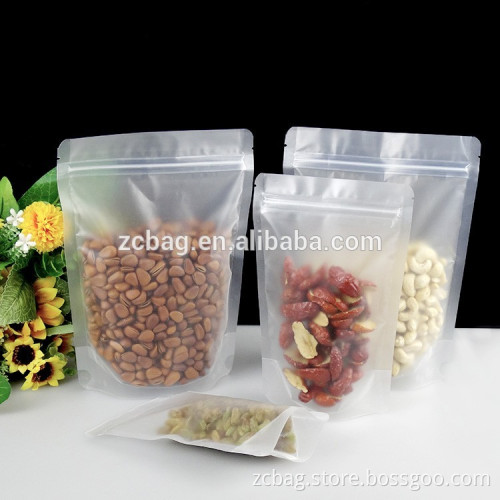 moistureproof transparent plastic doypack pouch standing up zipper lock ziplock nuts packaging plastic bag stand up clear